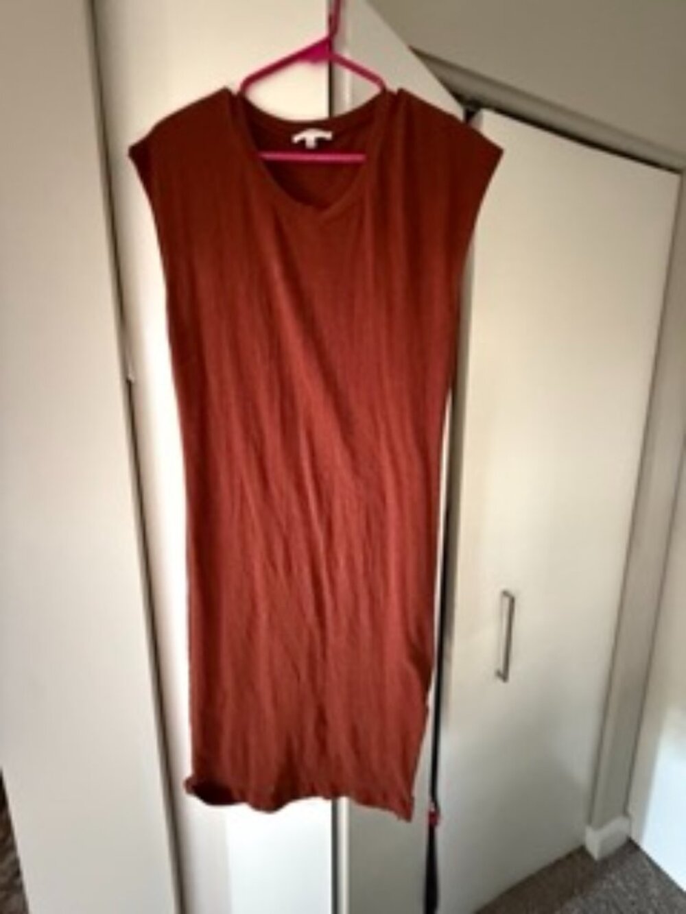 Rust Terracotta Ribbed Knit Sleeveless Midi Dress